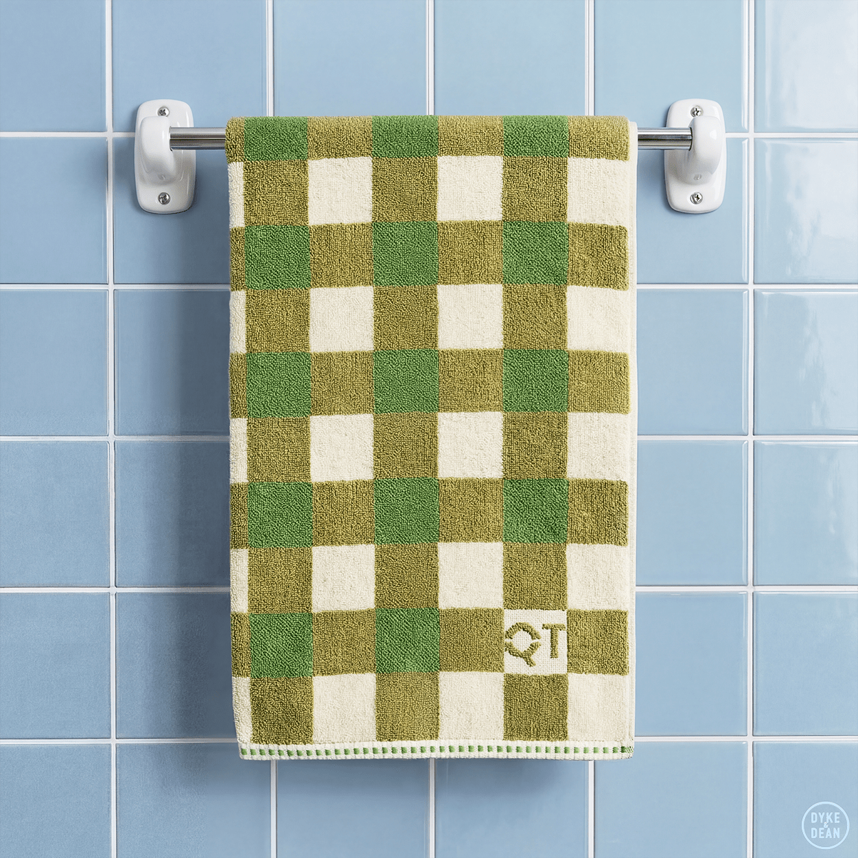 CHECK BATH TOWEL OLIVE - DYKE & DEAN