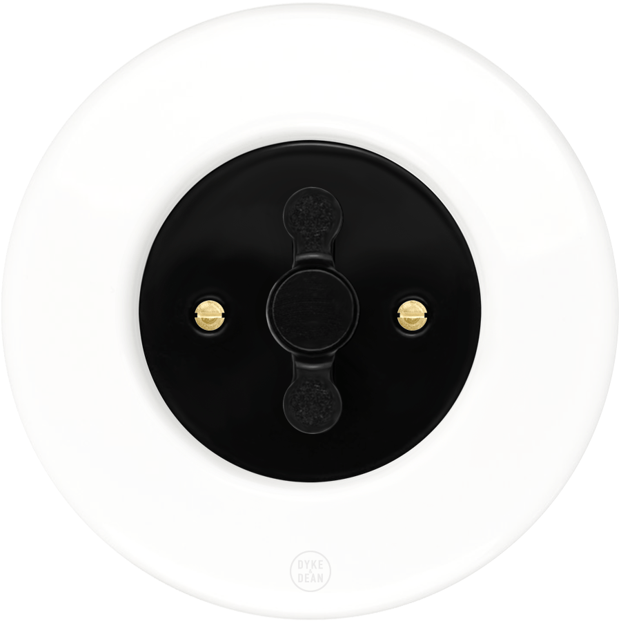 CLASSIC PORCELAIN ROUND ROTARY REVERSE DOMINO SWITCH - DYKE & DEAN