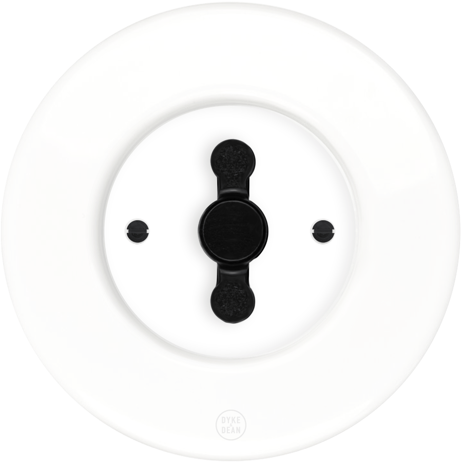 CLASSIC PORCELAIN ROUND ROTARY WHITE SWITCH - DYKE & DEAN
