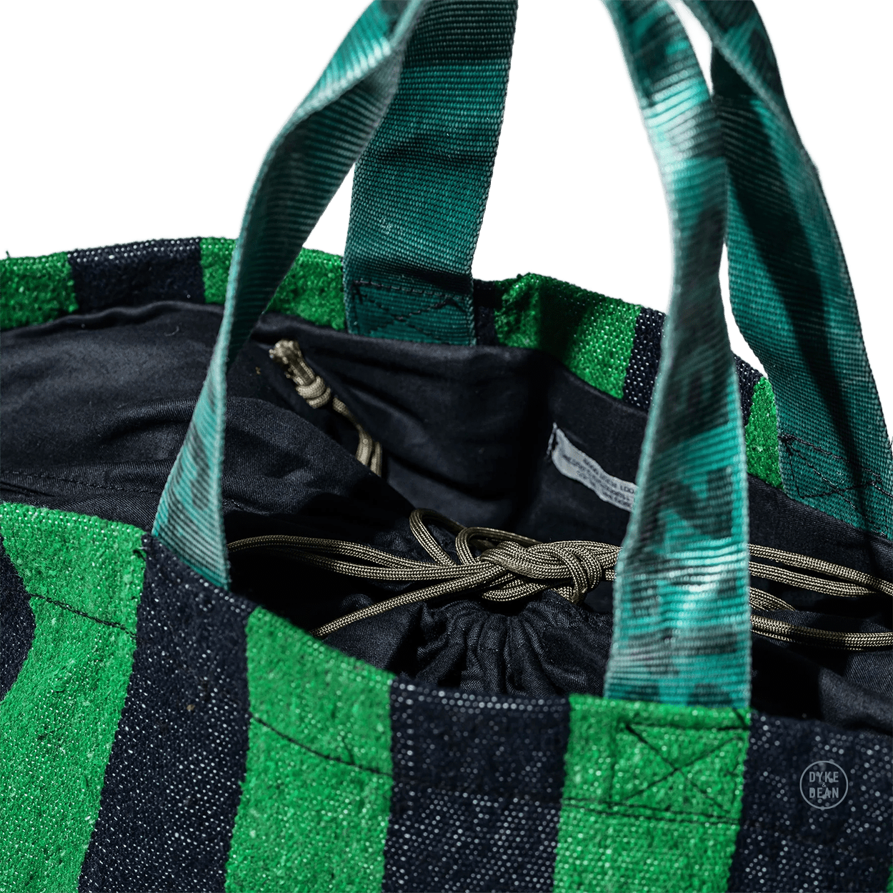 COTTON RUG BAG GREEN NAVY - DYKE & DEAN