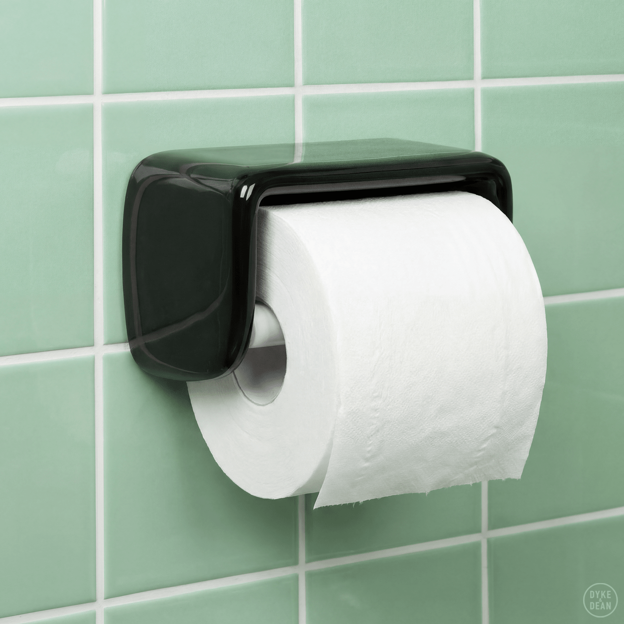 COVERED PORCELAIN TOILET PAPER HOLDER BLACK - DYKE & DEAN