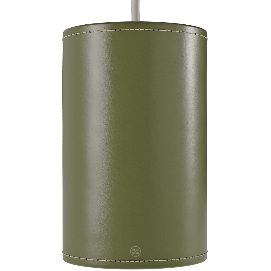 CUERO CYLINDER LEATHER PENDANT LIGHT GRASS GREEN - DYKE & DEAN