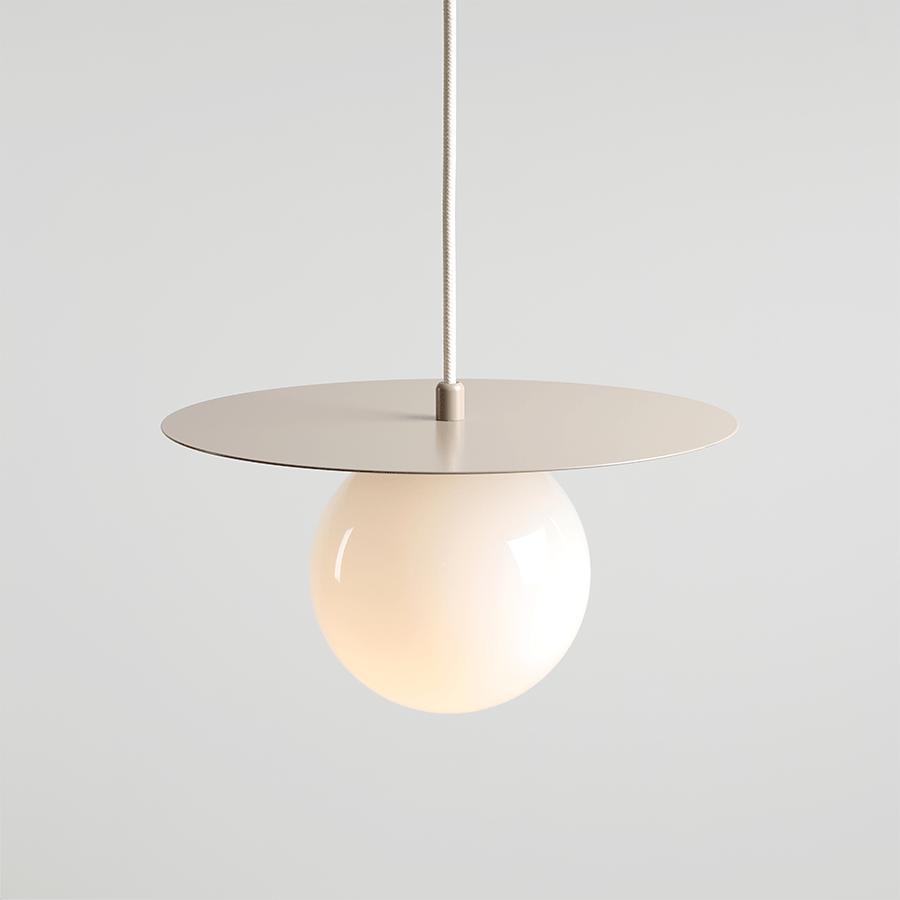 DISC GLOBE HANGING PENDANT LIGHT BEIGE SMALL - DYKE & DEAN