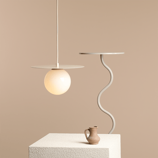 DISC GLOBE HANGING PENDANT LIGHT CREAM SMALL - DYKE & DEAN