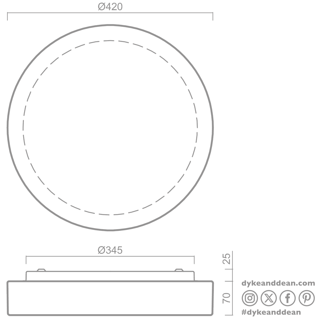 DISC WALL & CEILING LIGHT 420mm - DYKE & DEAN