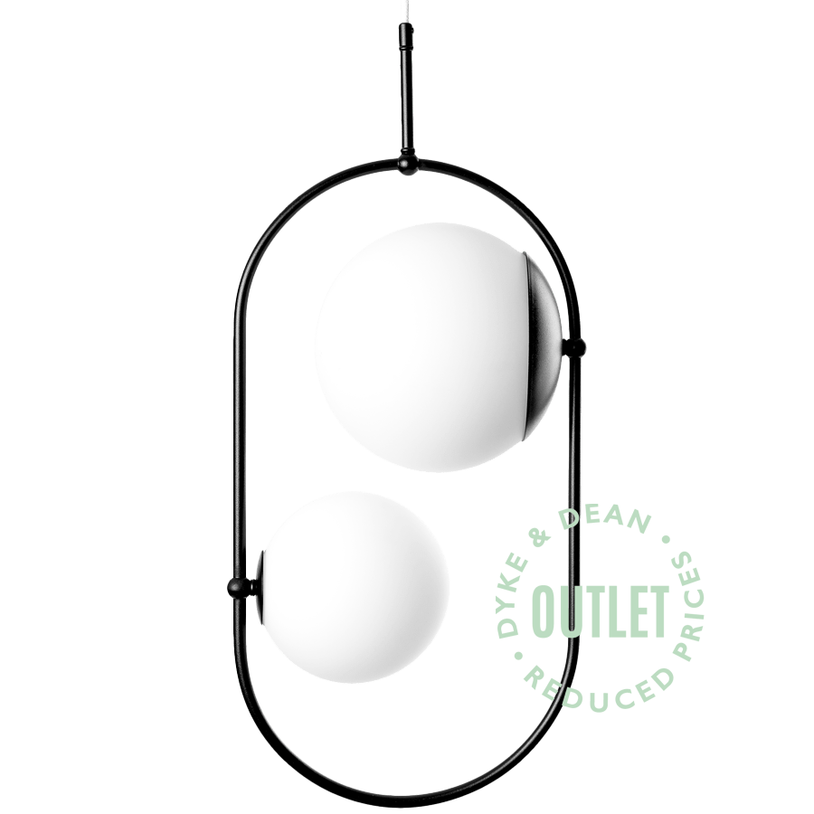 DOUBLE VERTICAL OPAL GLOBE HOOP PENDANT OUTLET - DYKE & DEAN