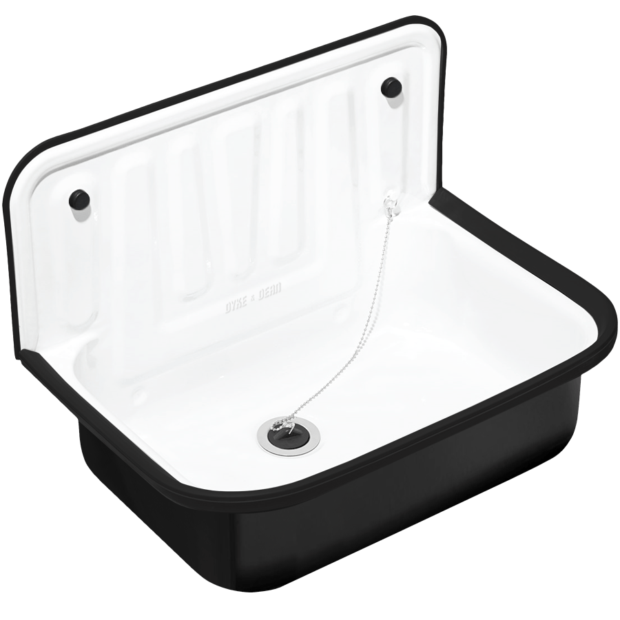 DYKE & DEAN BLACK ENAMEL BUCKET SINK BLACK RIM - DYKE & DEAN