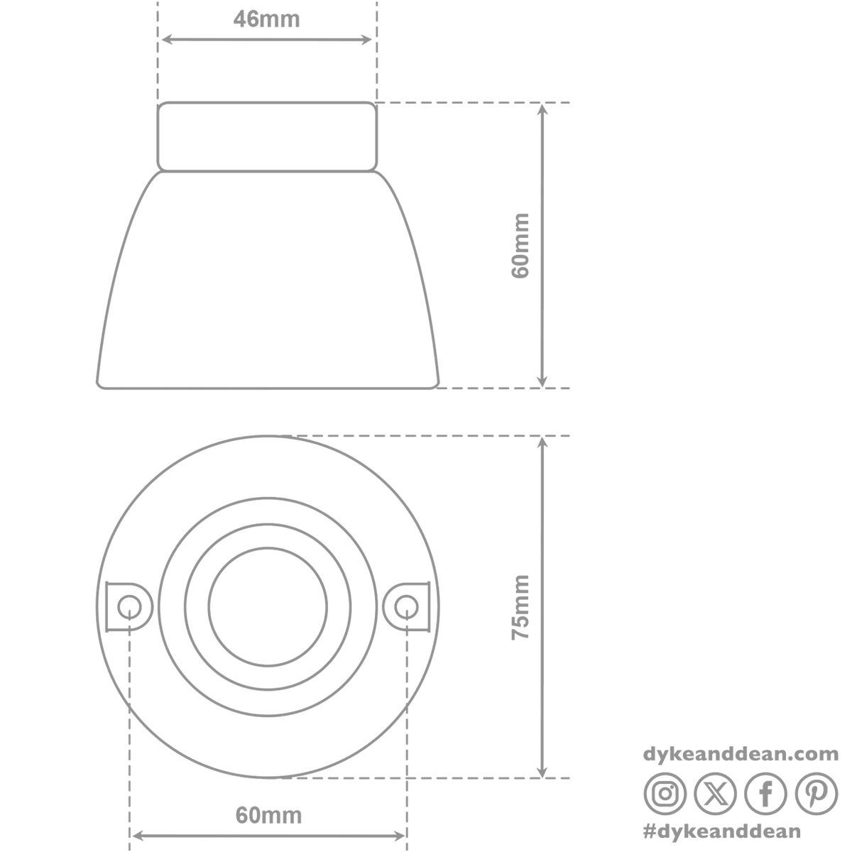 DYKE & DEAN FIXED SOCKET WHITE CERAMIC LAMP - DYKE & DEAN