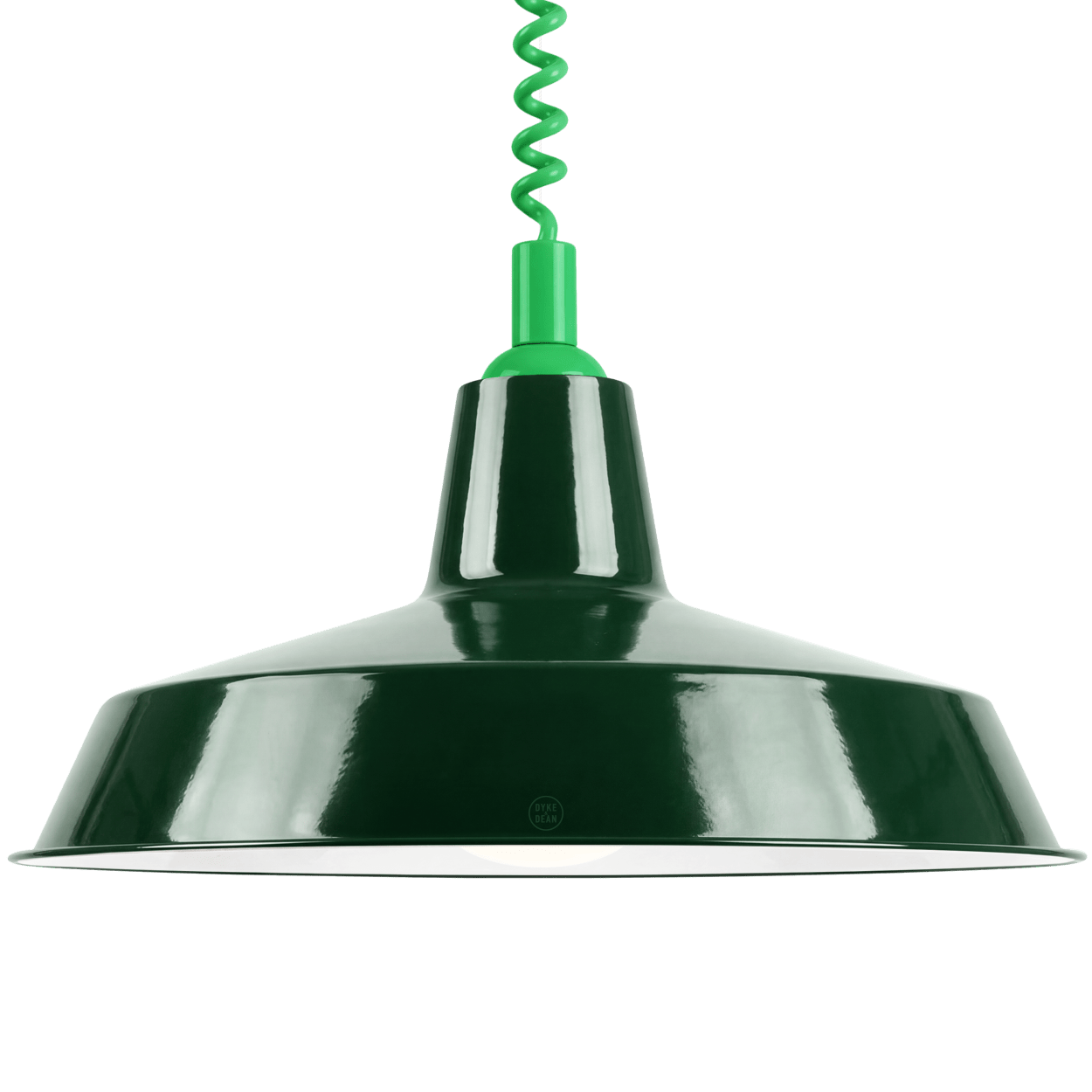 DYKE & DEAN PENDANT LAMPSHADE GREEN WITH RETRACTABLE SPRING - DYKE & DEAN