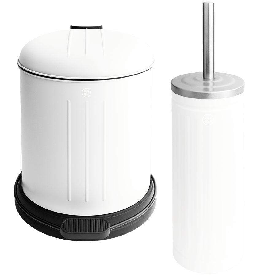 DYKE & DEAN WHITE TOILET BRUSH AND HOLDER - DYKE & DEAN