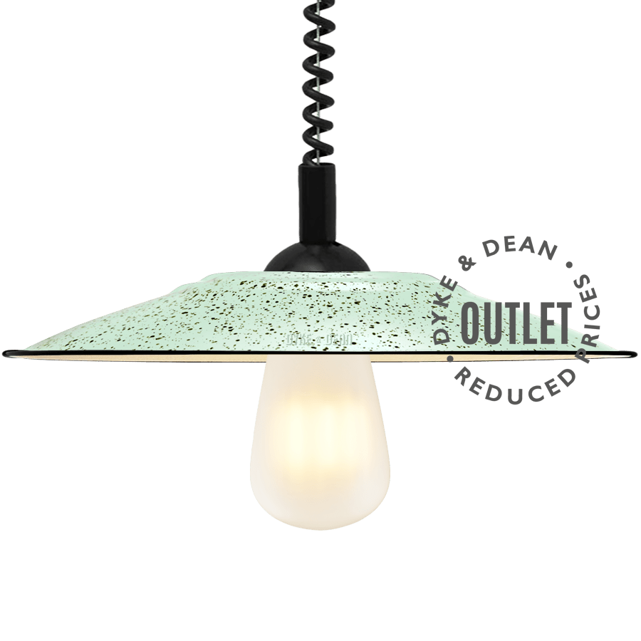 ENAMEL MINT GREEN SPECKLED FLAT LIGHT SHADE OUTLET - DYKE & DEAN