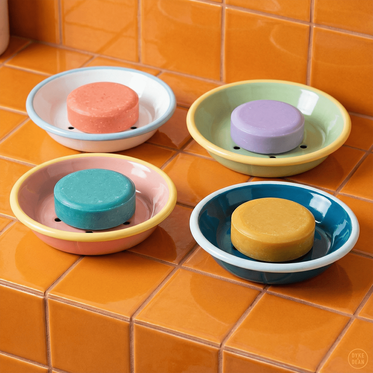 ENAMEL SOAP DISH NAVY & BLUE - DYKE & DEAN