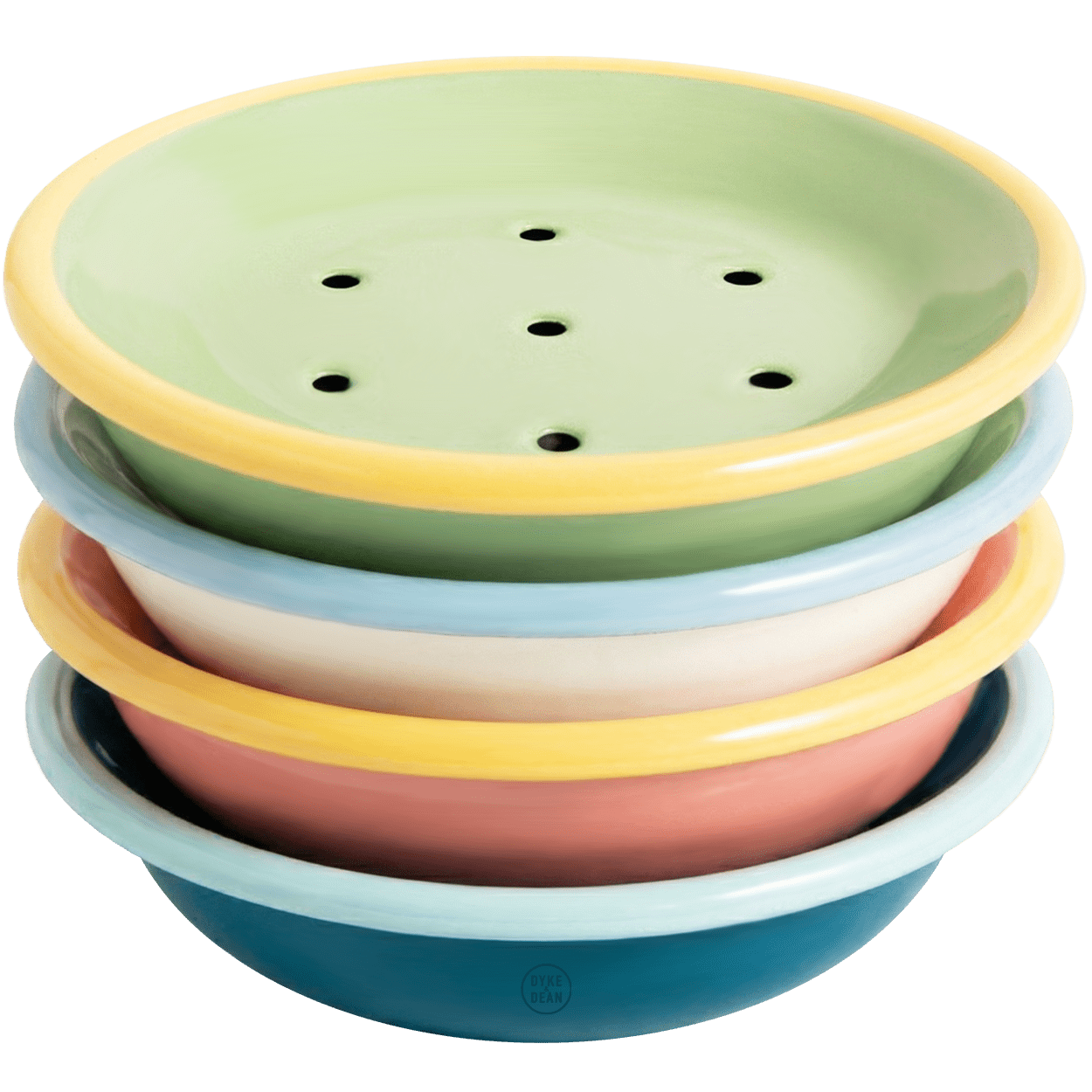 ENAMEL SOAP DISH PINK & YELLOW - DYKE & DEAN