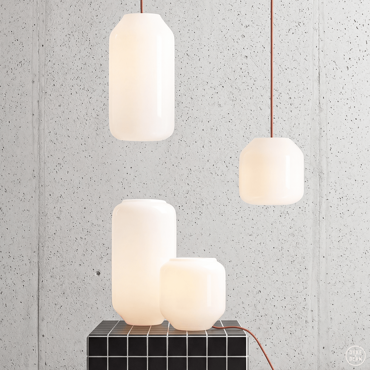 FLASK CHERRY RED GLASS PENDANT LIGHT SMALL - DYKE & DEAN
