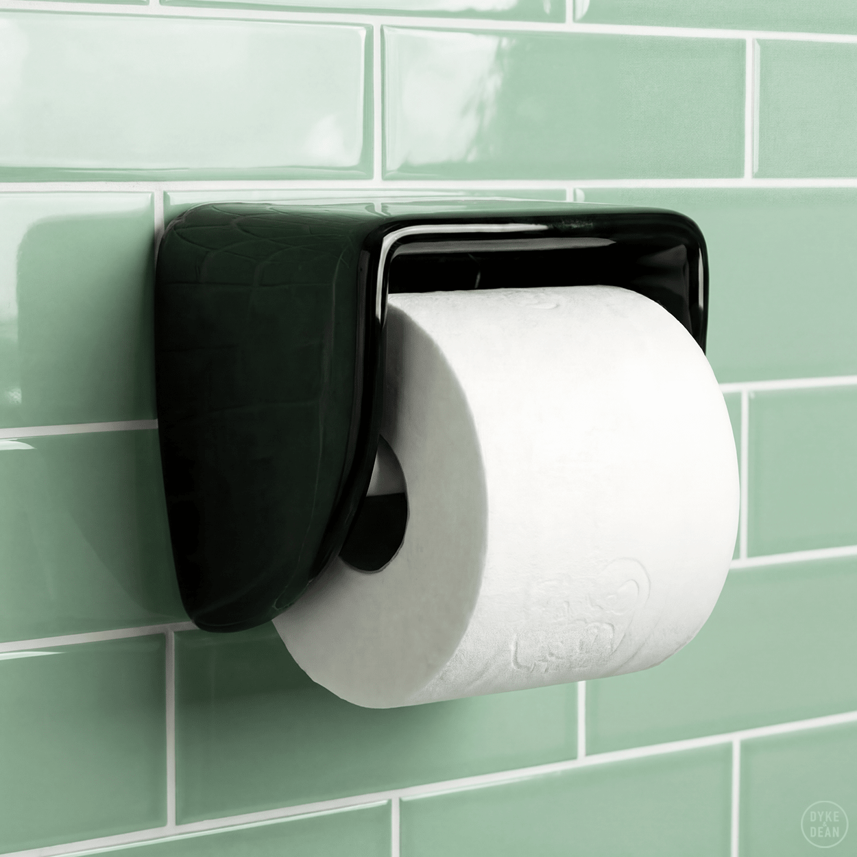 FLAT TOP PORCELAIN TOILET PAPER HOLDER BLACK - DYKE & DEAN