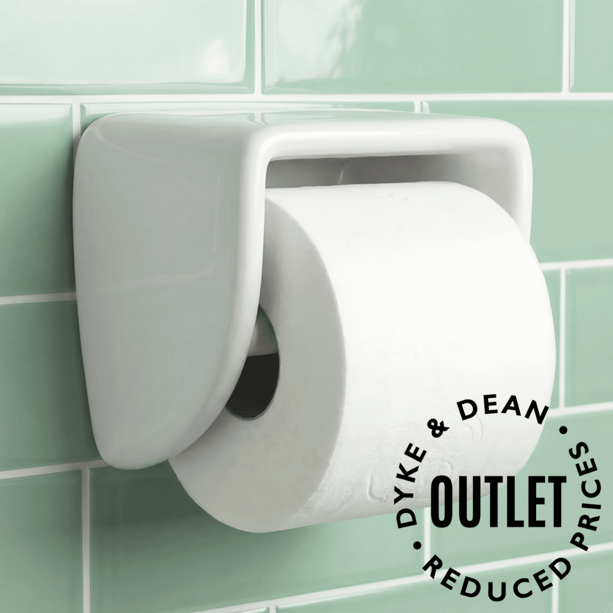FLAT TOP PORCELAIN TOILET PAPER HOLDER WHITE OUTLET - DYKE & DEAN