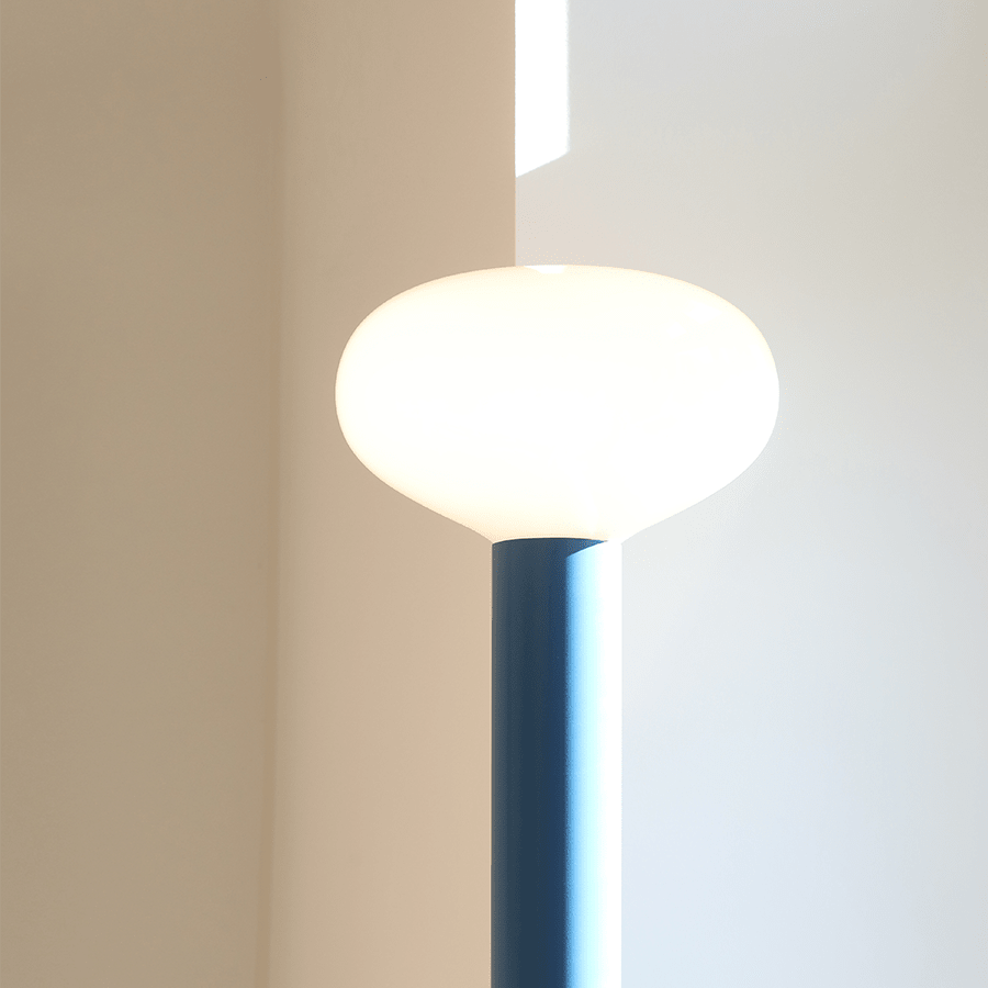 FLO OPAL GLASS ORB FLOOR LIGHT BLUE - DYKE & DEAN