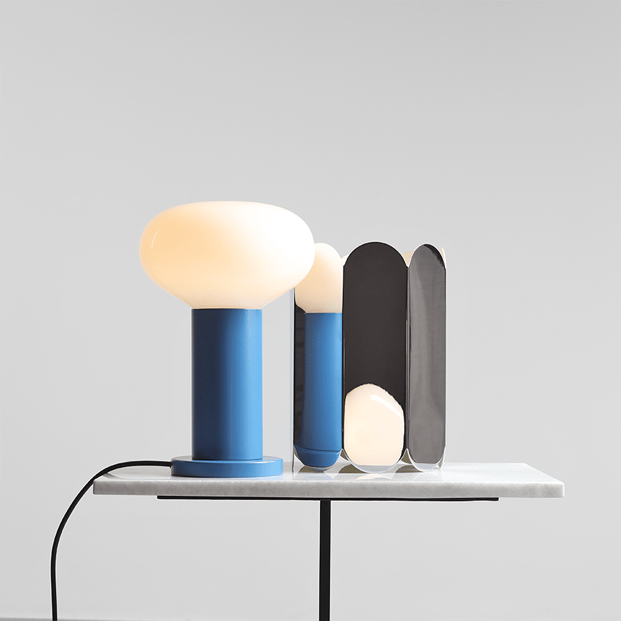 FLO OPAL GLASS ORB LARGE TABLE LIGHT BLUE - DYKE & DEAN