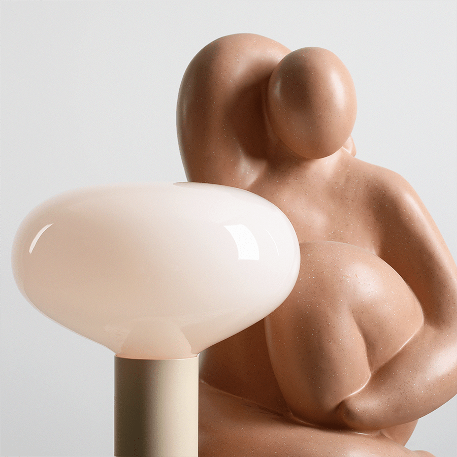 FLO OPAL GLASS ORB LARGE TABLE LIGHT CREAM - DYKE & DEAN