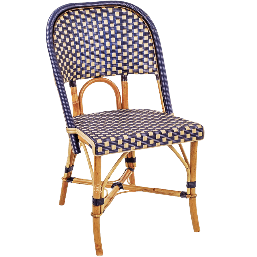 FRENCH BISTRO RATTAN CHAIR BASKET WEAVE NAVY - DYKE & DEAN