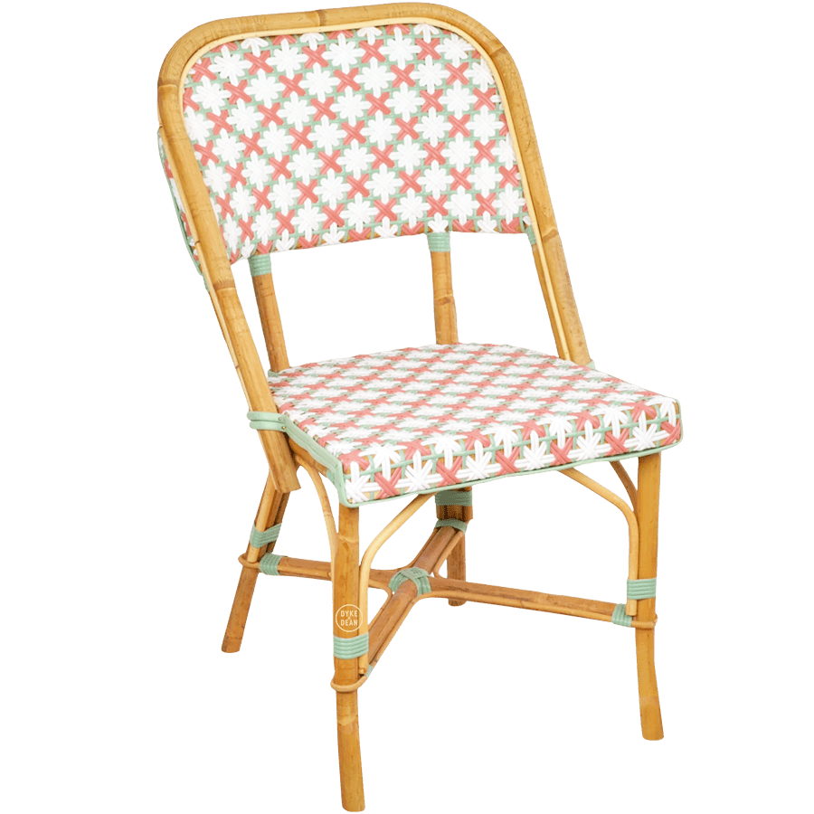 FRENCH BISTRO RATTAN CHAIR FLOWERS PINK - DYKE & DEAN