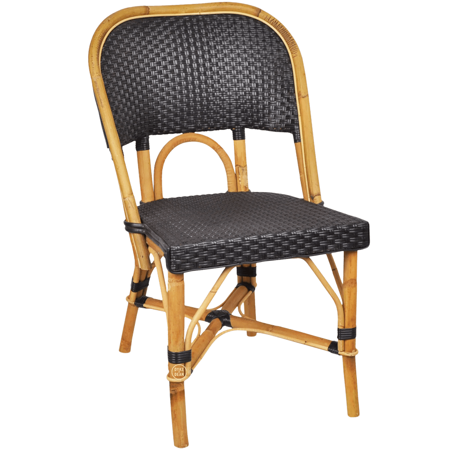 FRENCH BISTRO RATTAN CHAIR SQUARES BLACK - DYKE & DEAN
