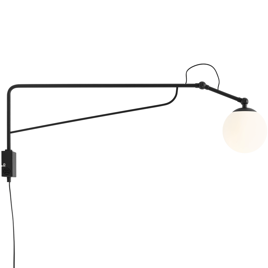 FUNCTIONAL ADJUSTABLE LONG WALL ARM LIGHT BLACK - DYKE & DEAN
