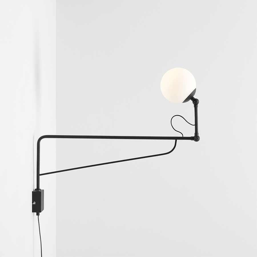 FUNCTIONAL ADJUSTABLE LONG WALL ARM LIGHT BLACK - DYKE & DEAN