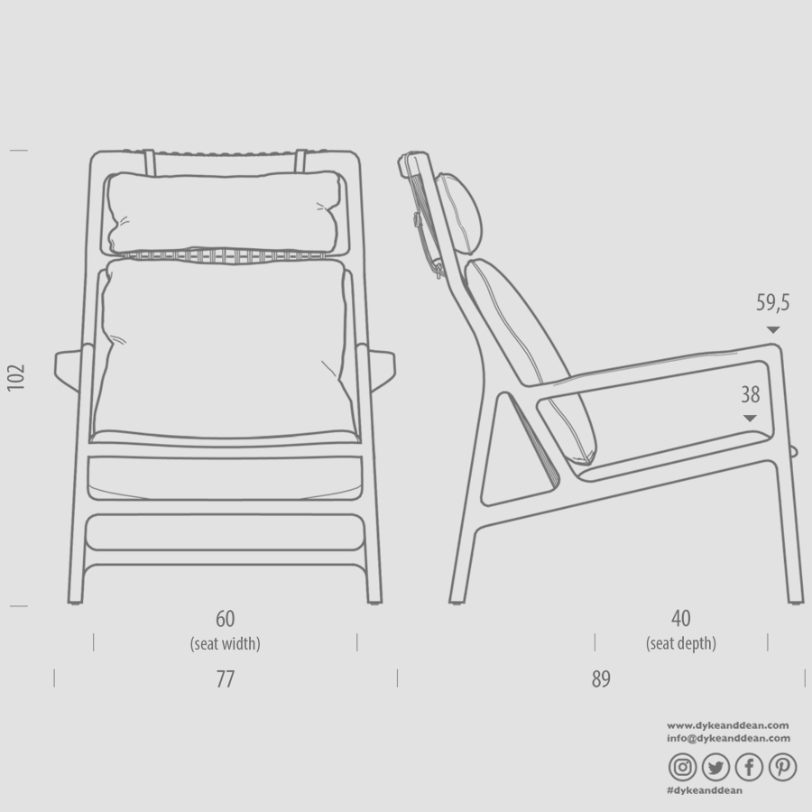 GAZZDA DEDO LOUNGE LEATHER CHAIR WITH HEAD REST OAK - DYKE & DEAN