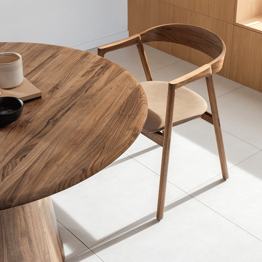 GAZZDA ROUND MUSHROOM DINING TABLE WALNUT - DYKE & DEAN