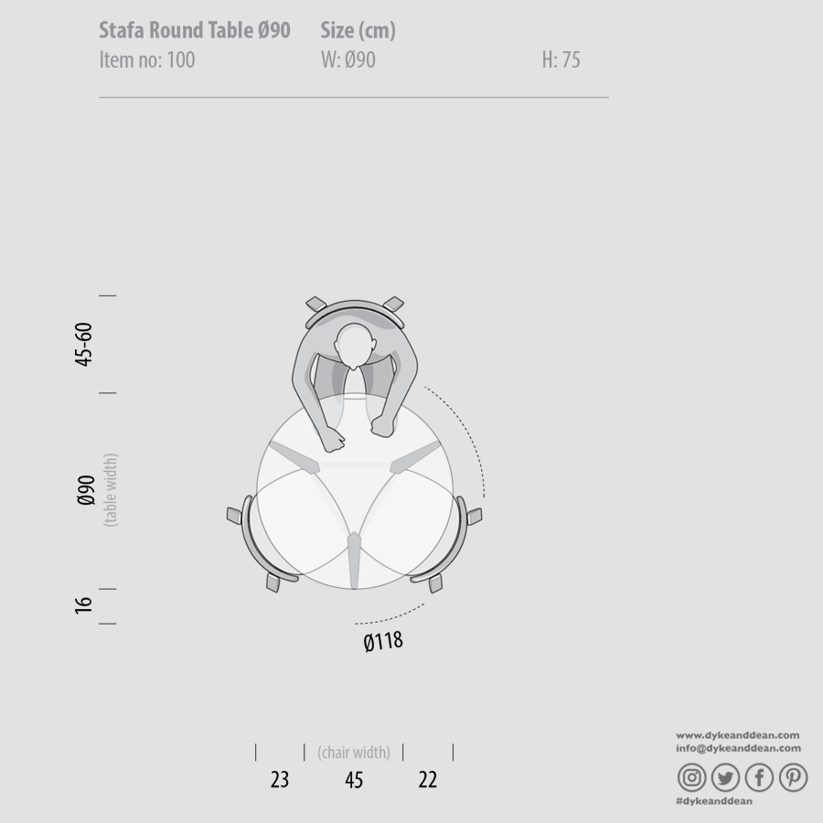 GAZZDA ROUND STAFA TABLE SMOKED OAK 90CM - DYKE & DEAN