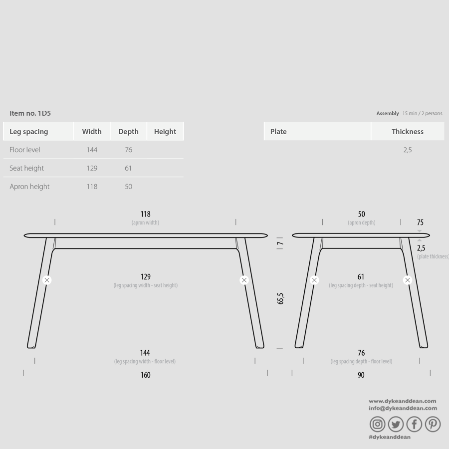 GAZZDA STAFA TABLE NATURAL OAK 160 x 90 - DYKE & DEAN