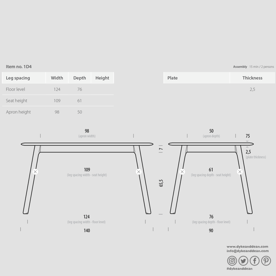 GAZZDA STAFA TABLE SMOKED OAK 140 x 90 - DYKE & DEAN