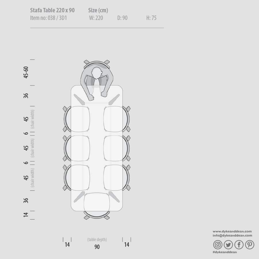 GAZZDA STAFA TABLE SMOKED OAK 220 x 90 - DYKE & DEAN