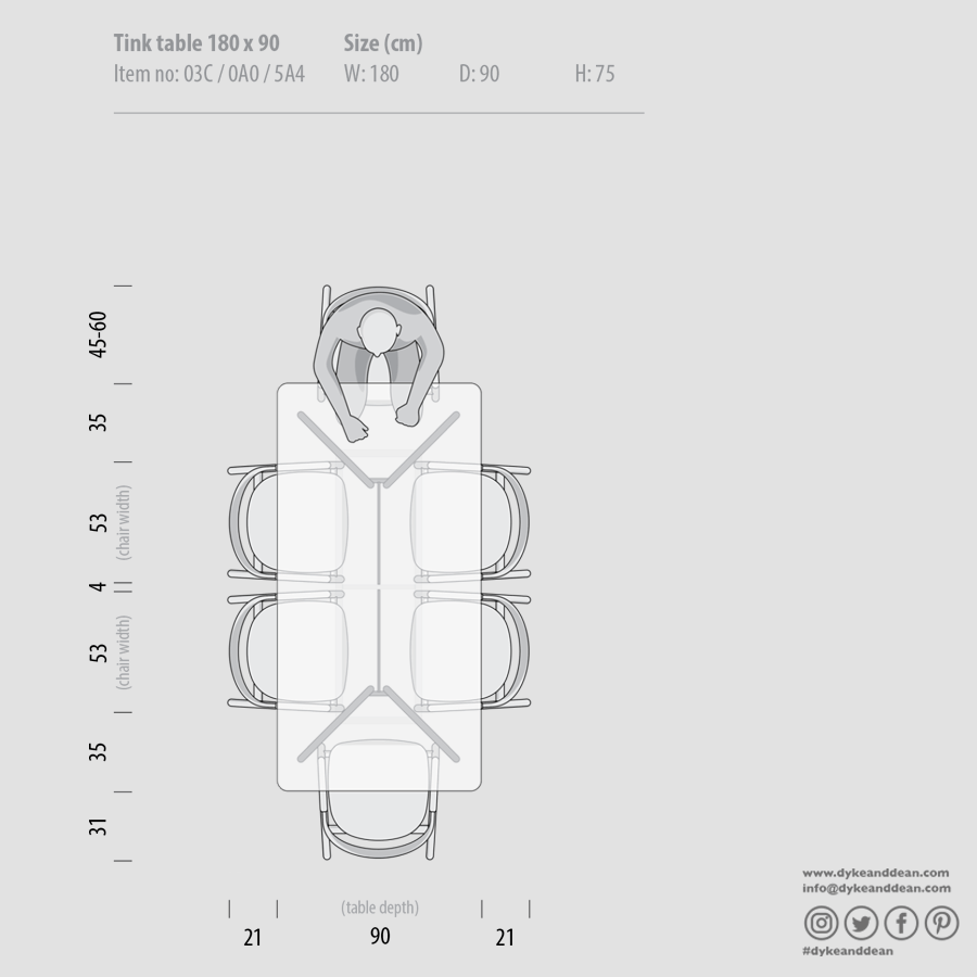 GAZZDA TINK DINING TABLE NATURAL OAK 180 x 90 - DYKE & DEAN