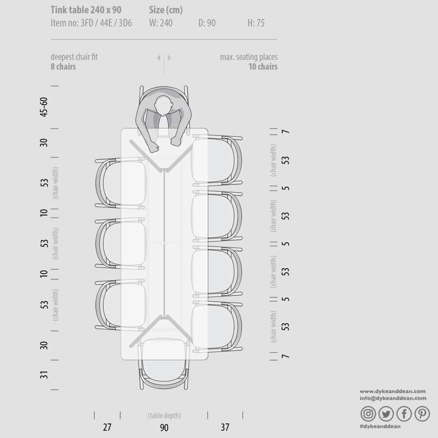 GAZZDA TINK DINING TABLE SMOKED OAK 240 x 90 - DYKE & DEAN