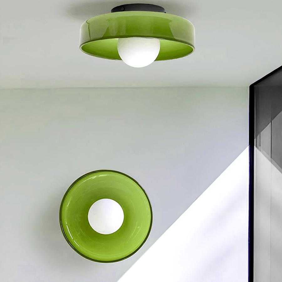 GLASS DISC WALL LIGHT APPLE GREEN 250mm - DYKE & DEAN