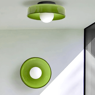 GLASS DISC WALL LIGHT APPLE GREEN 250mm - DYKE & DEAN
