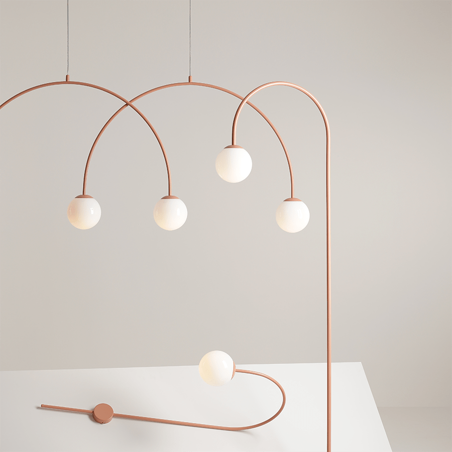 GLOBE HANGING CEILING LIGHT 4 RED - DYKE & DEAN