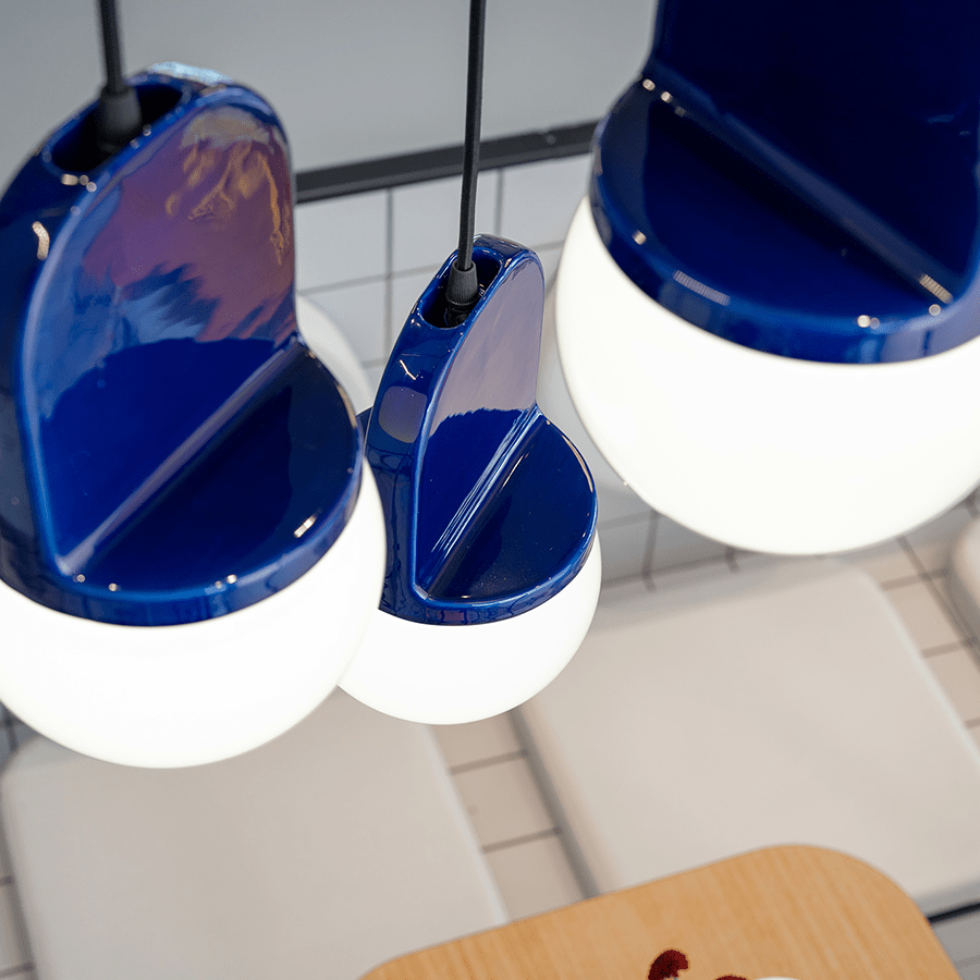 HABEA CERAMIC PENDANT LIGHT OPAL GLASS - DYKE & DEAN