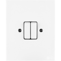 KATY PATY PORCELAIN PLATE WALL LIGHT SWITCH DOUBLE WHITE - DYKE & DEAN