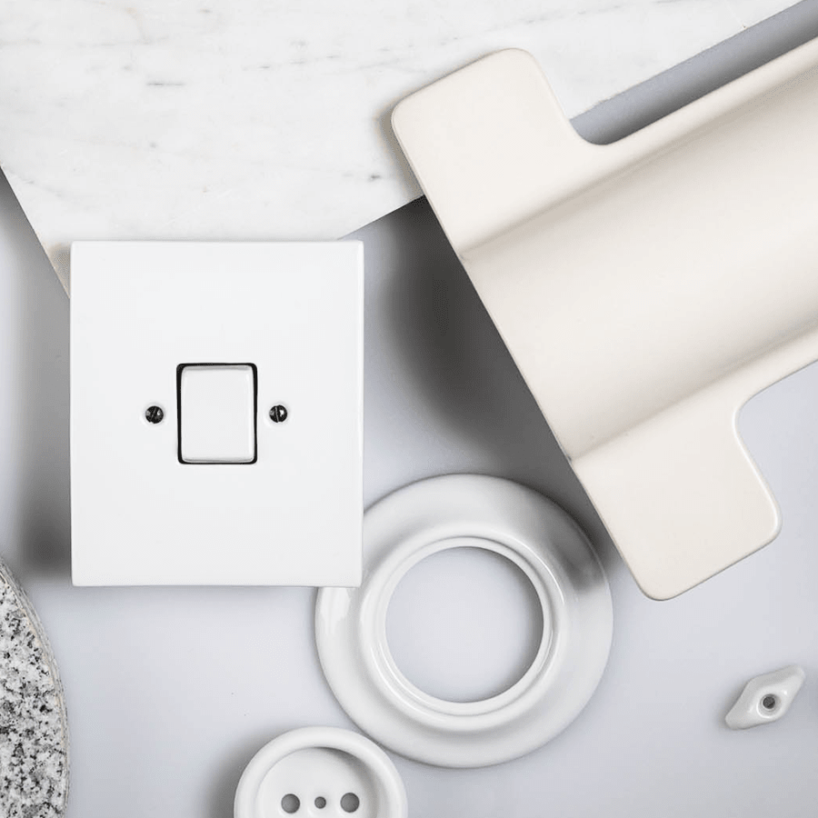 KATY PATY PORCELAIN PLATE WALL LIGHT SWITCH FAT BUTTON CARROT - DYKE & DEAN