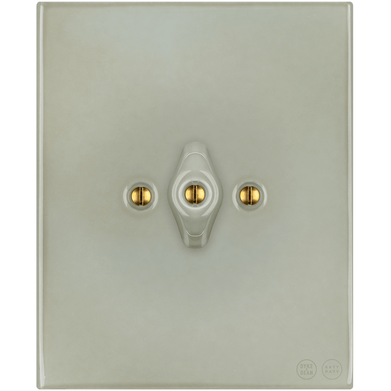 KATY PATY PORCELAIN PLATE WALL LIGHT SWITCH GREY GREEN ROTARY - DYKE & DEAN