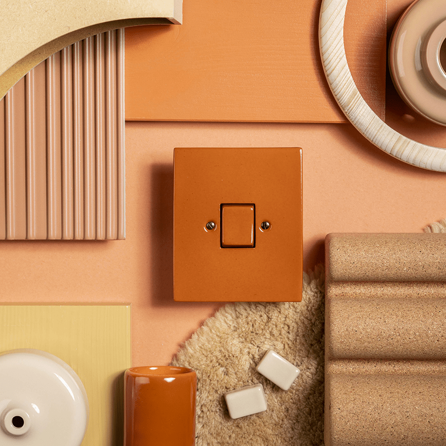 KATY PATY PORCELAIN PLATE WALL LIGHT SWITCH MATTE BLACK ROTARY - DYKE & DEAN