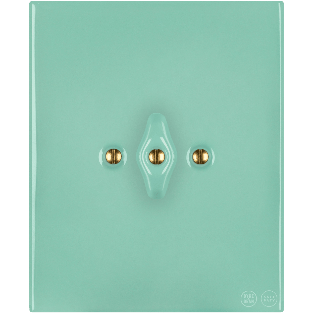 KATY PATY PORCELAIN PLATE WALL LIGHT SWITCH MINT GREEN ROTARY - DYKE & DEAN