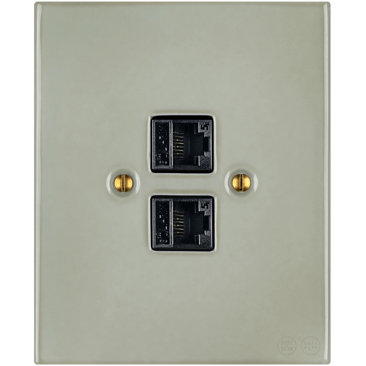 KATY PATY PORCELAIN PLATE WALL SOCKET GREY GREEN DOUBLE PC/USB - DYKE & DEAN