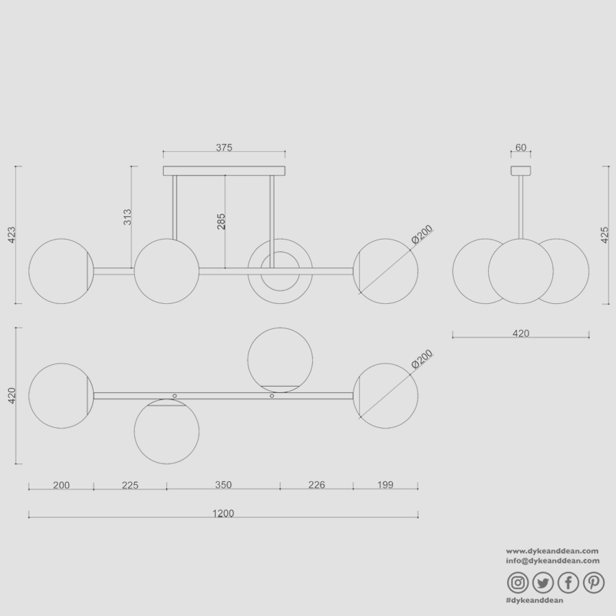 KOP WATERPROOF HANGING CEILING LIGHT BLACK - DYKE & DEAN