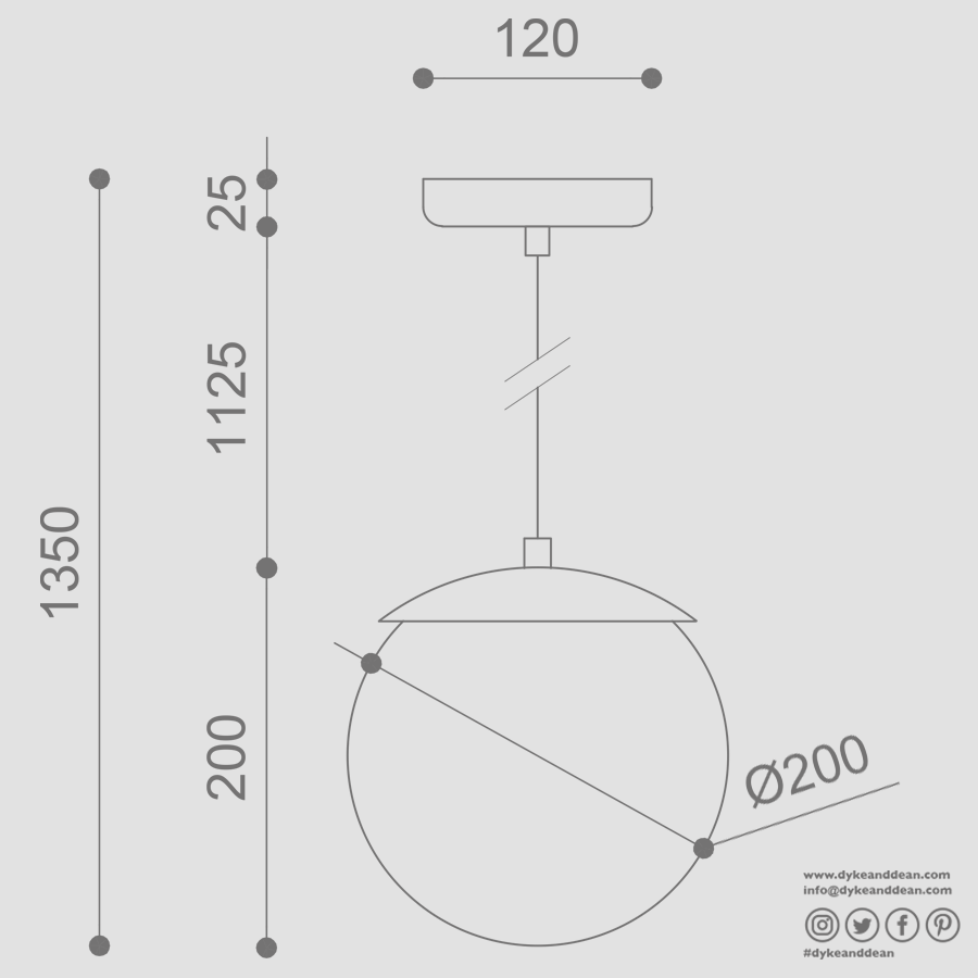 KUUL G WATERPROOF CEILING PENDANT GLOBE LIGHT WHITE - DYKE & DEAN