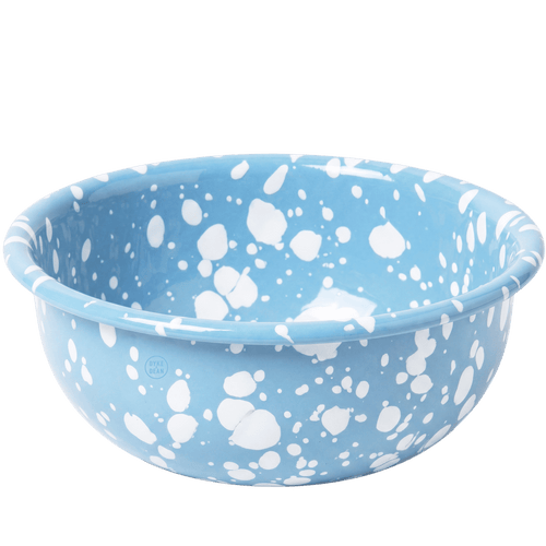 LIGHT BLUE & WHITE SMALL SPLATTER ENAMEL BOWL - DYKE & DEAN