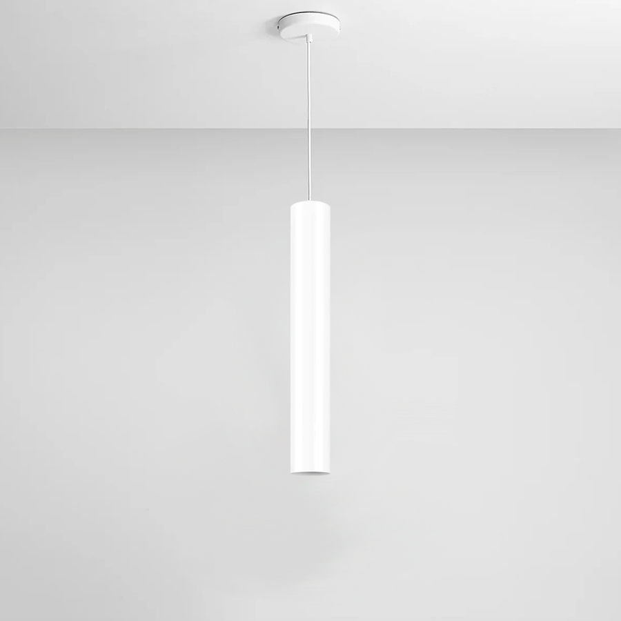 METAL TUBE BATON PENDANT LIGHT LONG WHITE TUBE PENDANT - DYKE & DEAN